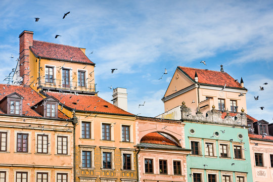 Old Town buildings in Warsaw , Poland