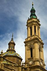 tower of Basilica at Zaragoza, Spain