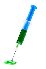 Syringe on a white background with green poison