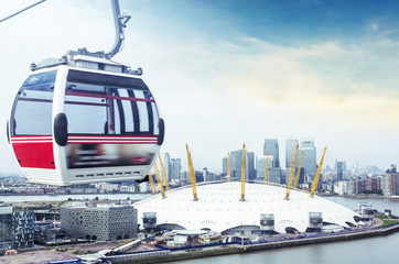 Cable car and London skyline