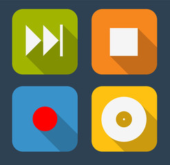 Modern Flat Music Icon Set for Web and Mobile Application in Sty