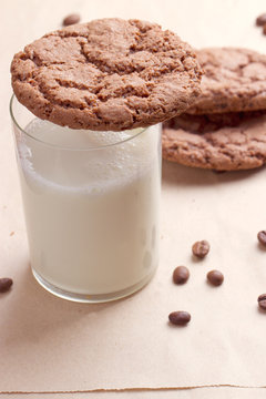 Chocolate cookies with a milk
