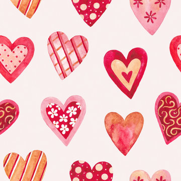 Watercolor seamless pattern for Valentine's day