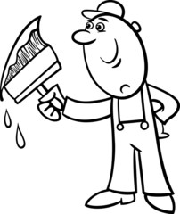 worker with brush coloring page
