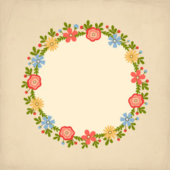 Vector background with flowers in retro style