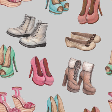Seamless pattern with shoes illustration