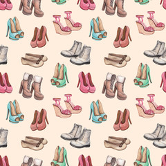 Seamless pattern with shoes illustration