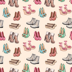 Seamless pattern with shoes illustration