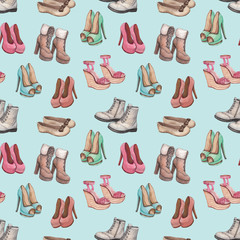 Seamless pattern with shoes illustration