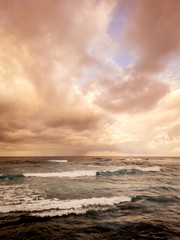 stormy sunset on the ocean