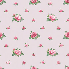 Watercolor seamless pattern with rose illustration