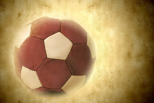 leather soccer ball in retro style