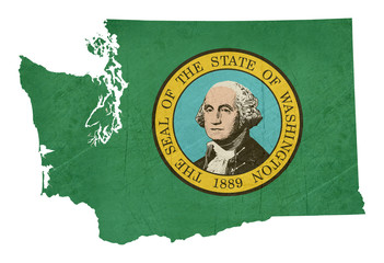 Grunge state of Washington flag map
