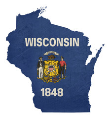Grunge state of Wisconsin flag map