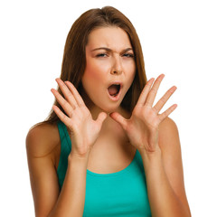 Fototapeta premium woman yelling opened her emotion studio