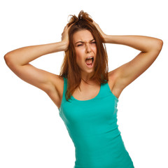 Fototapeta premium woman yelling opened mouth her