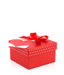 Red valentine gift box and tag