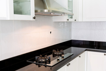 Modern white clean kitchen interior