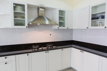 Modern white clean kitchen interior
