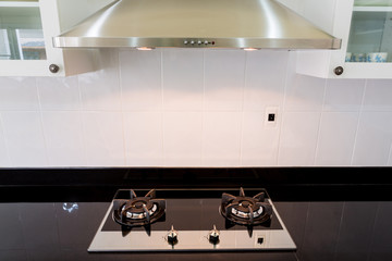 Modern white clean kitchen interior