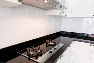 Modern white clean kitchen interior