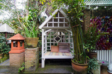 Vintage arbour in garden
