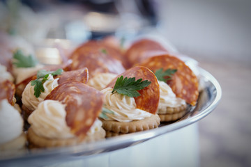 Canapes with choriso wurst