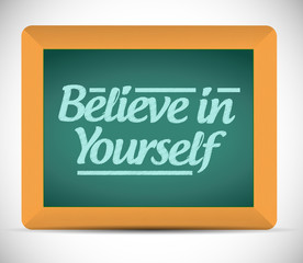 Obraz premium believe in yourself message on a chalkboard.
