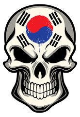 south korea flag painted on a skull