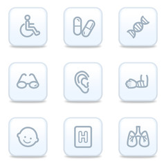 Medicine web icons, square buttons