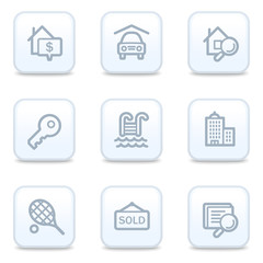 Real estate web icons, square buttons