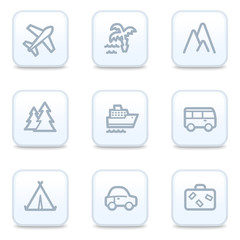 Travel web icons, square buttons