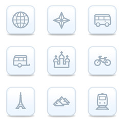 Travel web icons, square buttons