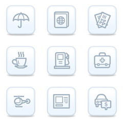 Travel web icons, square buttons