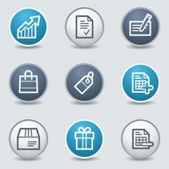 Shopping web icons, circle blue buttons
