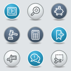 Shopping web icons, circle blue buttons