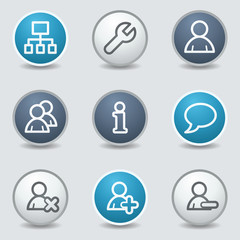Users web icons, circle blue buttons