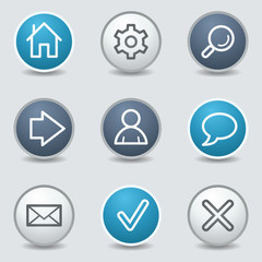 Basic web icons, circle blue buttons