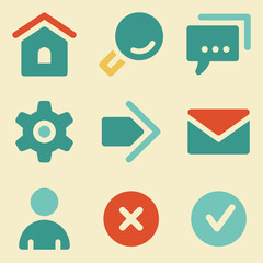 Basic web icons retro color series