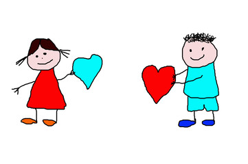 Kids drawing -  valentines day