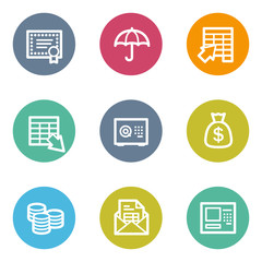 Banking  web icons, color circle buttons