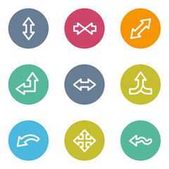 Arrows web icons set 2, color circle buttons