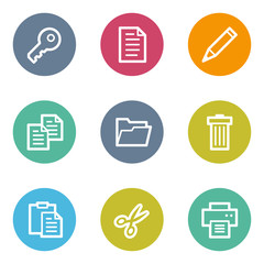 Document web icons set 1, color circle buttons