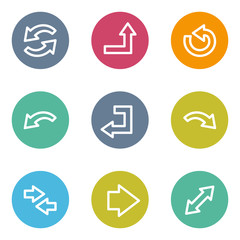 Arrows web icons set 1, color circle buttons
