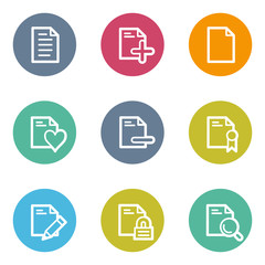 Document web icons set 2, color circle buttons