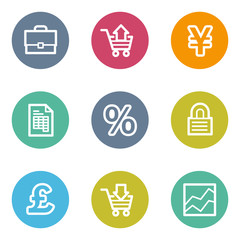 E-business web icons, color circle buttons