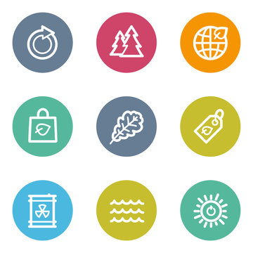 Ecology web icons set 3, color circle buttons