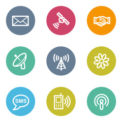 Communication web icons, color circle buttons