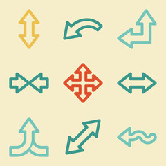 Arrows web icons, retro colors
