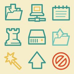 Data web icons, retro colors